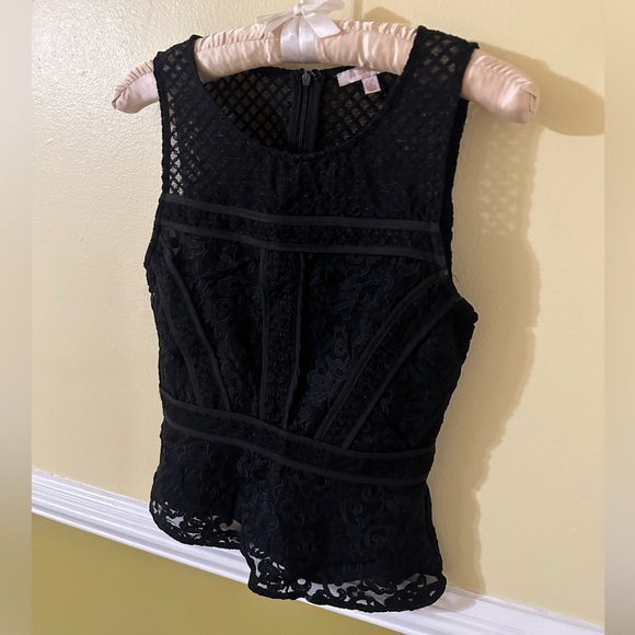 Skies Are Blue Ramilah Peplum Blouse black women’s petite XS - Picture 16 of 16